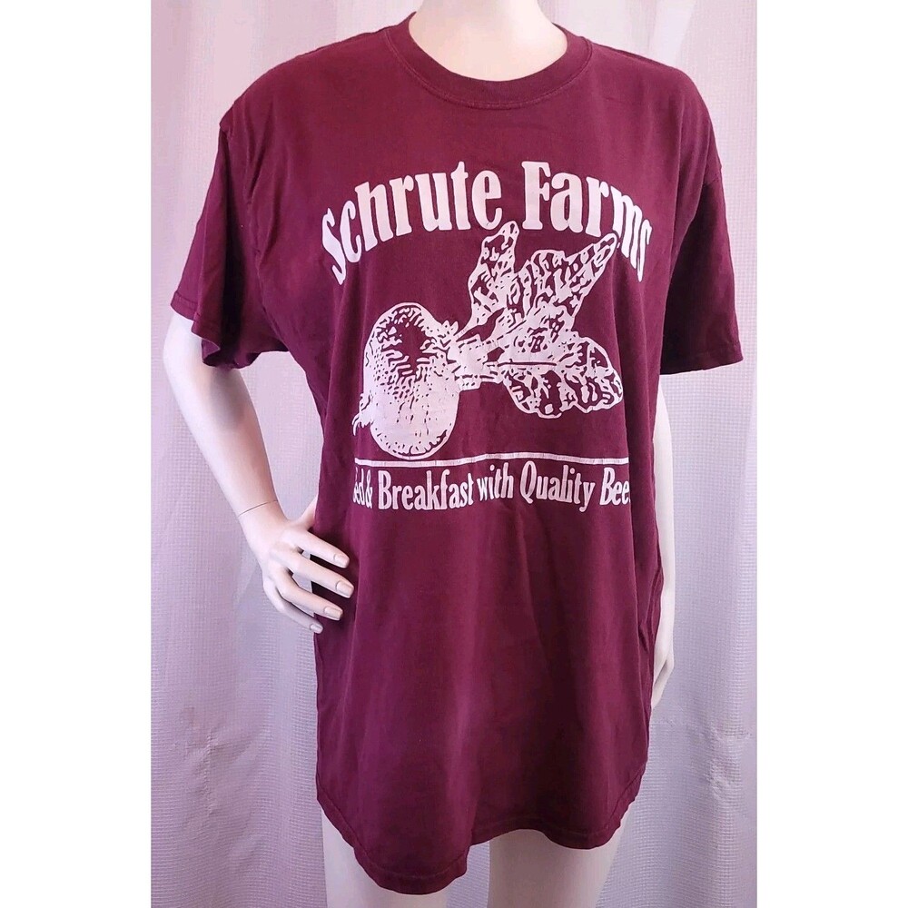 Schrute Farms Bed Breakfast Adult M/L T-Shirt Crew Graphic Tee Shirt